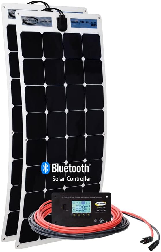 Go Power! (GP-FLEX-200 200W Flexible Mono Crystalline Solar Kit with 30 Amp PWM Solar Controller , Black