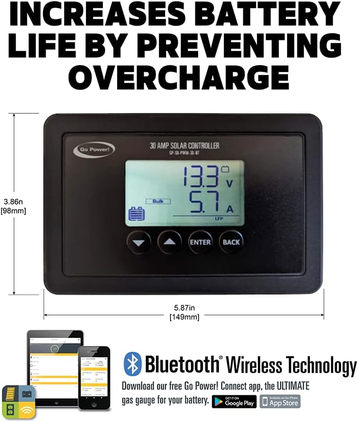 Go Power! (GP-FLEX-200 200W Flexible Mono Crystalline Solar Kit with 30 Amp PWM Solar Controller , Black