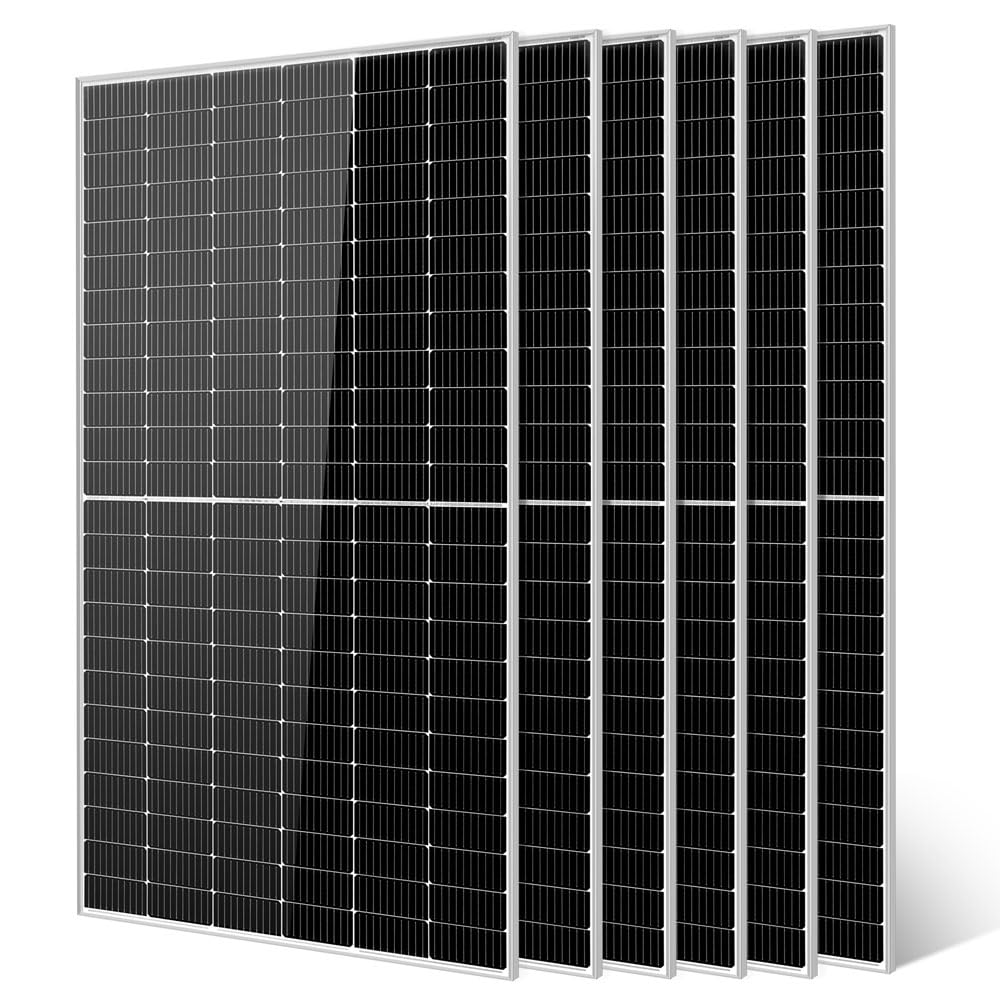 SUNGOLDPOWER 4PCS 550W Solar Panel,UL61730,18BB Monocrystalline Grade A Cell,Rigid,High Efficiency,IP68，Charging 12V/24V/48V Battery on Rooftop,Yard,Marine,on/Off Grid System CEC Listed (Total 2200W)