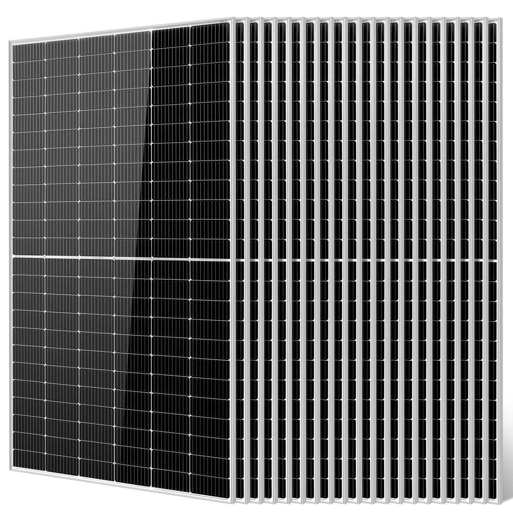 SUNGOLDPOWER 4PCS 550W Solar Panel,UL61730,18BB Monocrystalline Grade A Cell,Rigid,High Efficiency,IP68，Charging 12V/24V/48V Battery on Rooftop,Yard,Marine,on/Off Grid System CEC Listed (Total 2200W)