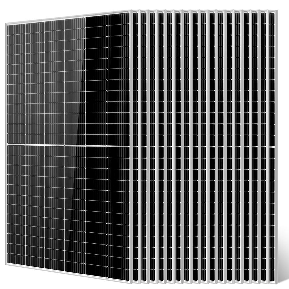 SUNGOLDPOWER 4PCS 550W Solar Panel,UL61730,18BB Monocrystalline Grade A Cell,Rigid,High Efficiency,IP68，Charging 12V/24V/48V Battery on Rooftop,Yard,Marine,on/Off Grid System CEC Listed (Total 2200W)