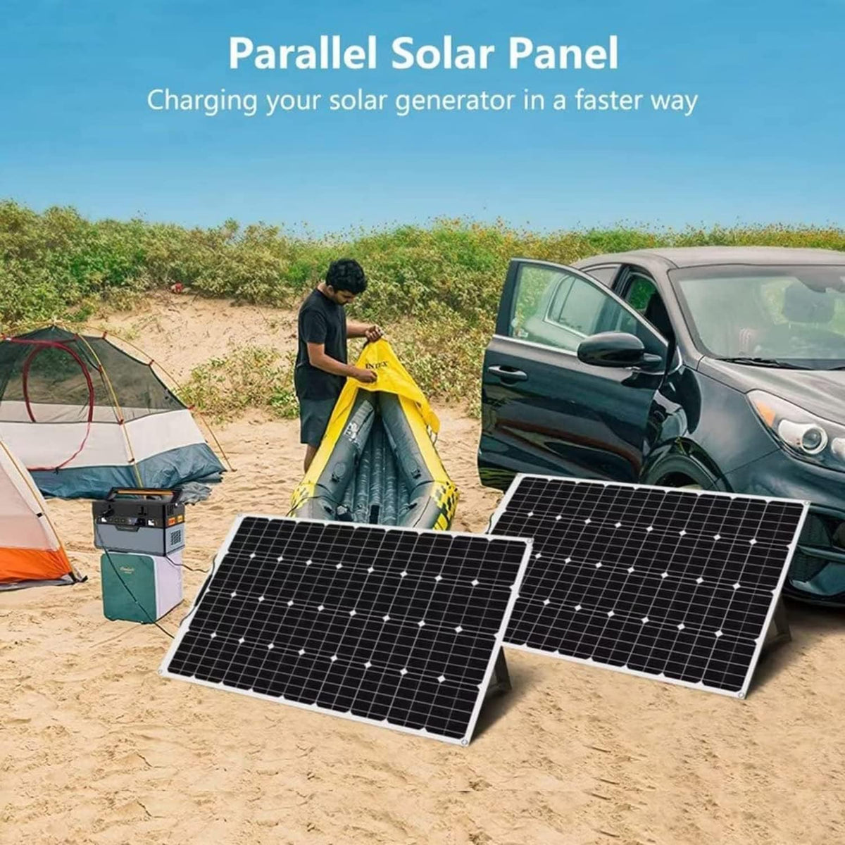 1200 Watt Solar Panel Kit, 4 × 300 Watt Flexible Solar Power Panel Photovoltaic Module with 40A Solar Charge Controller Monocrystalline Solar Panel for Camping Off Grid Battery Charging Boat