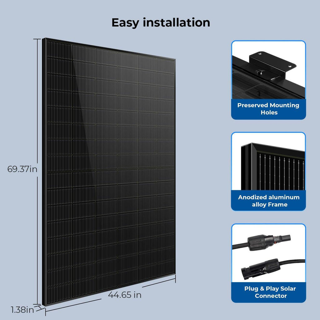 SUNGOLDPOWER 4PCS 450W Bifacial Solar Panels,N-Type 16BB,UL61730,Vmp 31V Each,HE Up to 30% Extra Power,for Home Backup,Farm,Residential&Commercial On/Off-Grid Systems(4 * 450W Bifacial)
