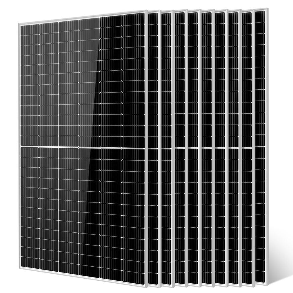SUNGOLDPOWER 4PCS 550W Solar Panel,UL61730,18BB Monocrystalline Grade A Cell,Rigid,High Efficiency,IP68，Charging 12V/24V/48V Battery on Rooftop,Yard,Marine,on/Off Grid System CEC Listed (Total 2200W)
