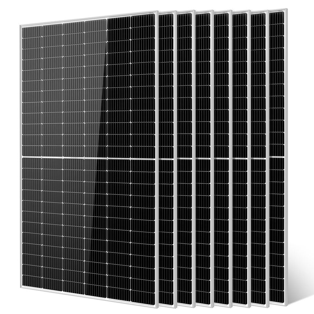 SUNGOLDPOWER 4PCS 550W Solar Panel,UL61730,18BB Monocrystalline Grade A Cell,Rigid,High Efficiency,IP68，Charging 12V/24V/48V Battery on Rooftop,Yard,Marine,on/Off Grid System CEC Listed (Total 2200W)
