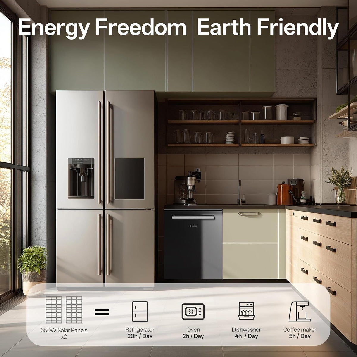 JJN 1100W Bifacial Solar Panel, 2 Pack 550W Module, 23% High-Efficiency