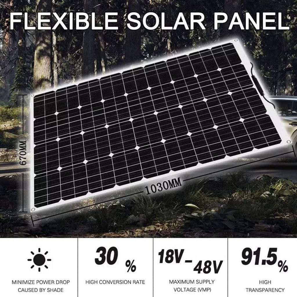 1200 Watt Solar Panel Kit, 4 × 300 Watt Flexible Solar Power Panel Photovoltaic Module with 40A Solar Charge Controller Monocrystalline Solar Panel for Camping Off Grid Battery Charging Boat