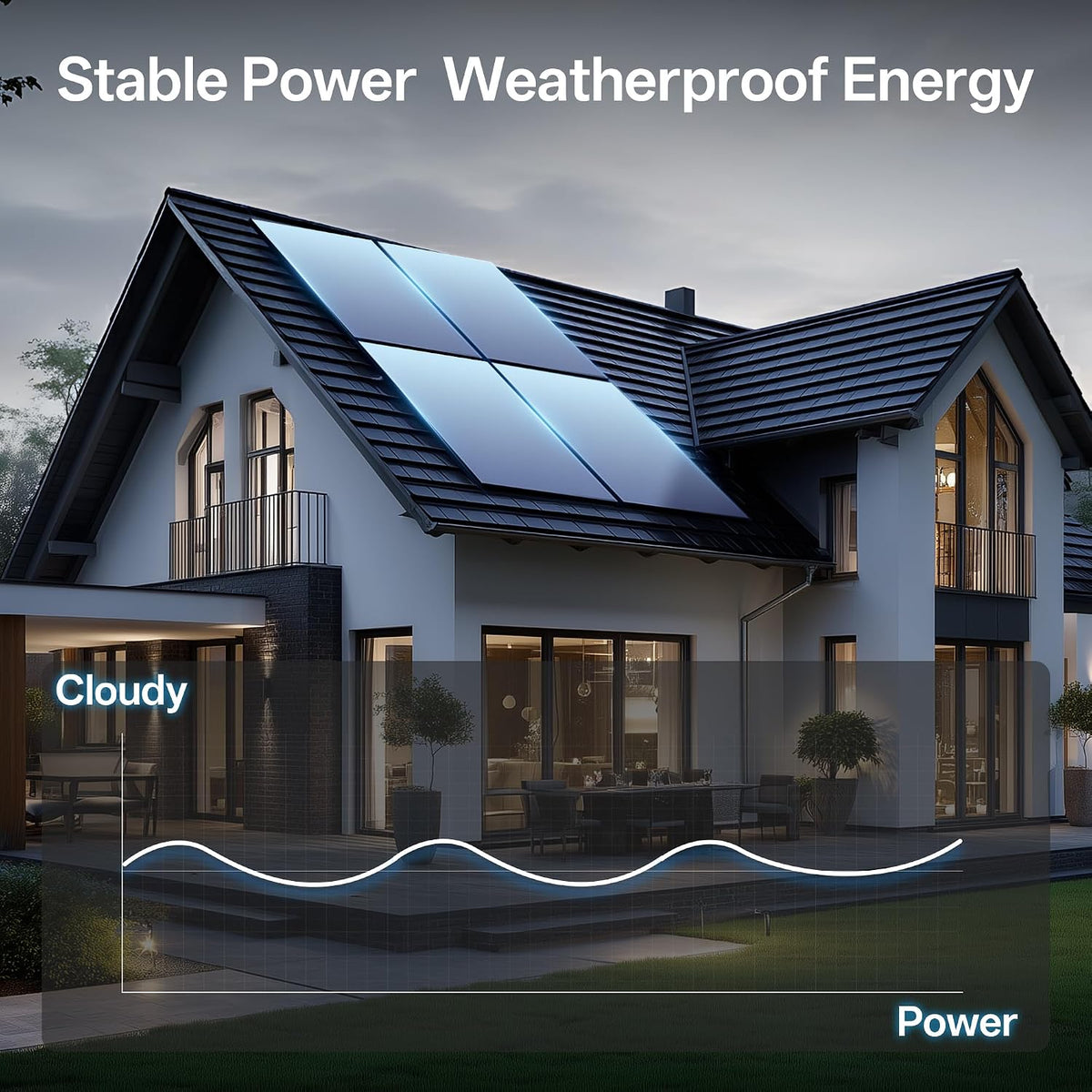 JJN 1100W Bifacial Solar Panel, 2 Pack 550W Module, 23% High-Efficiency