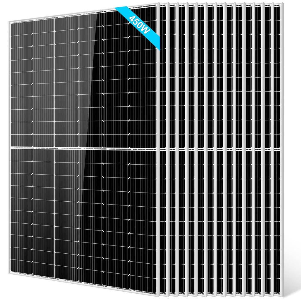 SUNGOLDPOWER 4PCS 550W Solar Panel,UL61730,18BB Monocrystalline Grade A Cell,Rigid,High Efficiency,IP68，Charging 12V/24V/48V Battery on Rooftop,Yard,Marine,on/Off Grid System CEC Listed (Total 2200W)