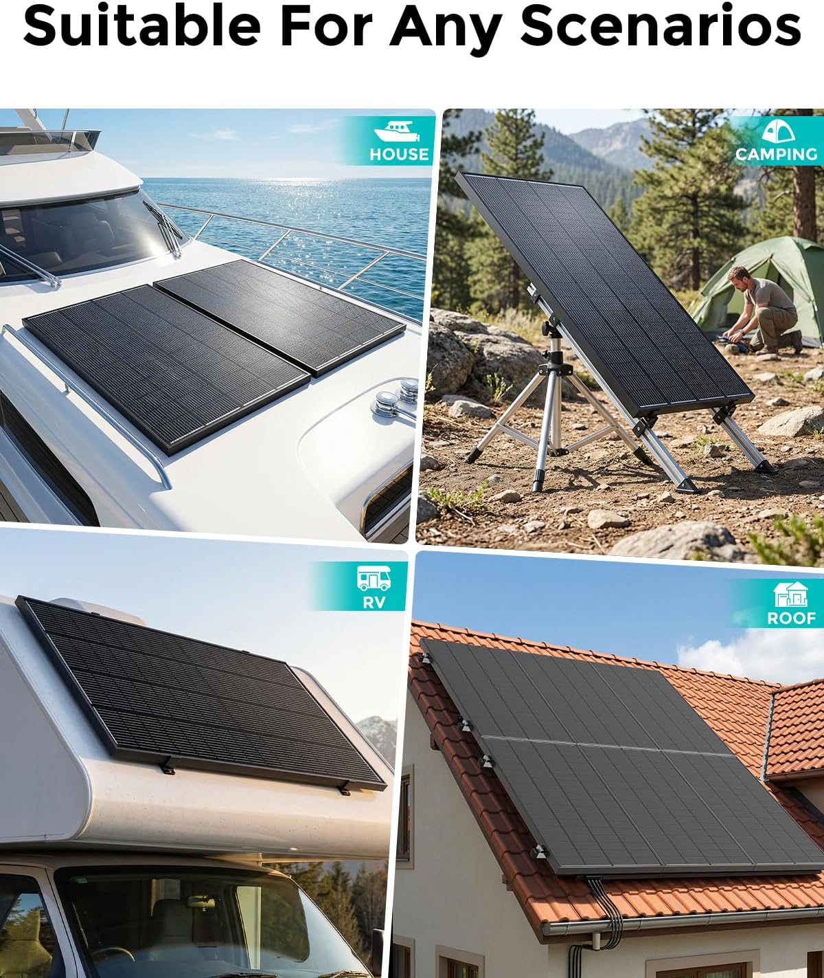 2000W UL Certification Solar Panel, 10PC 200 Watt N-Type 25.8% Solar Panels