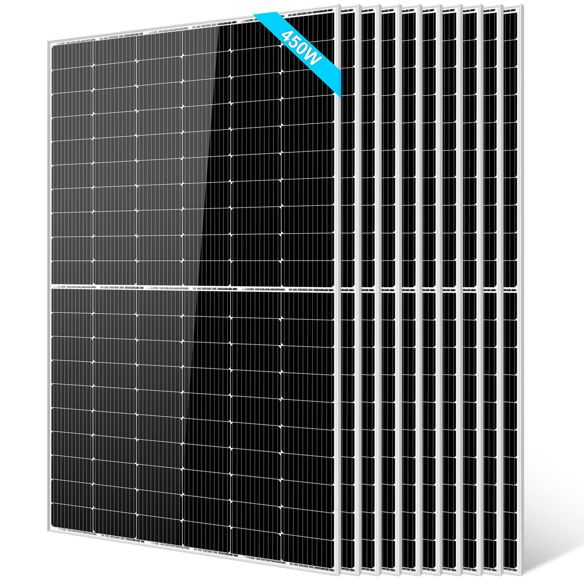 SUNGOLDPOWER 4PCS 550W Solar Panel,UL61730,18BB Monocrystalline Grade A Cell,Rigid,High Efficiency,IP68，Charging 12V/24V/48V Battery on Rooftop,Yard,Marine,on/Off Grid System CEC Listed (Total 2200W)