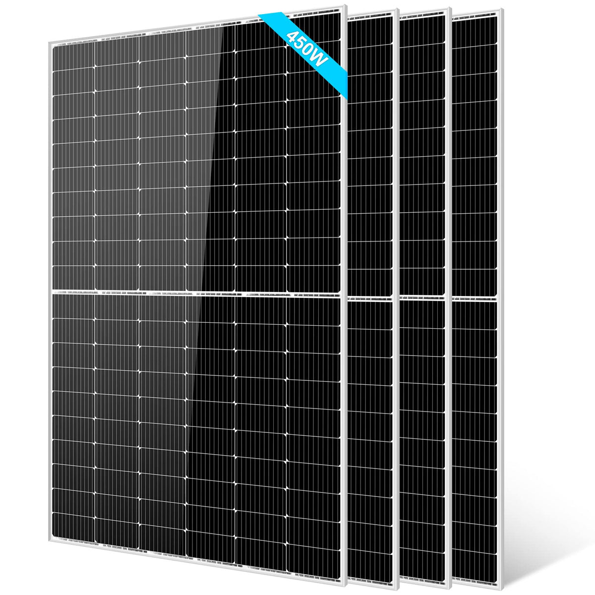 SUNGOLDPOWER 4PCS 550W Solar Panel,UL61730,18BB Monocrystalline Grade A Cell,Rigid,High Efficiency,IP68，Charging 12V/24V/48V Battery on Rooftop,Yard,Marine,on/Off Grid System CEC Listed (Total 2200W)