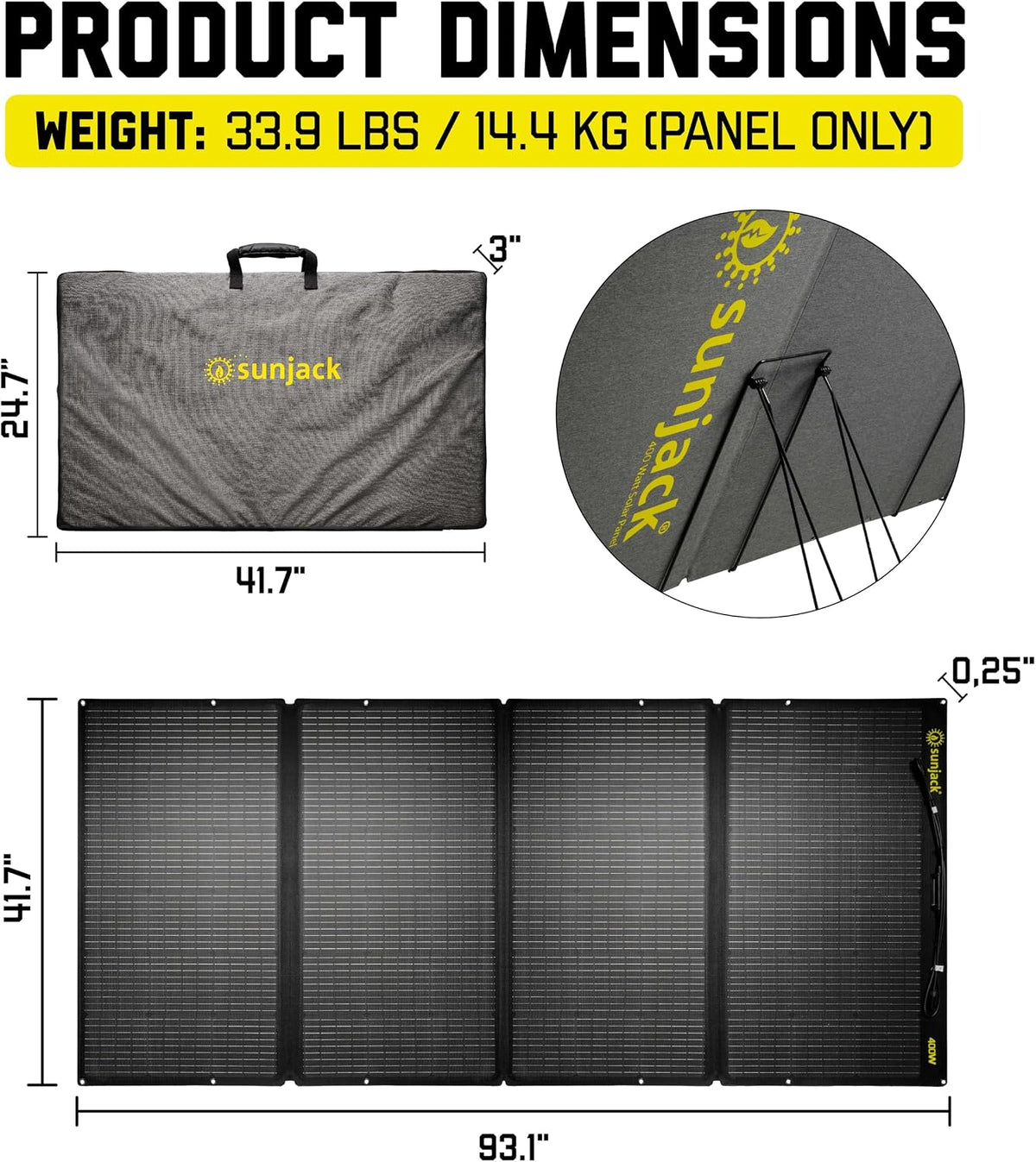 SunJack 400W Foldable Solar Panel Charger, 48V Portable Solar Charger