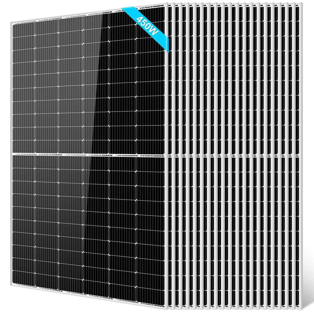 SUNGOLDPOWER 4PCS 550W Solar Panel,UL61730,18BB Monocrystalline Grade A Cell,Rigid,High Efficiency,IP68，Charging 12V/24V/48V Battery on Rooftop,Yard,Marine,on/Off Grid System CEC Listed (Total 2200W)