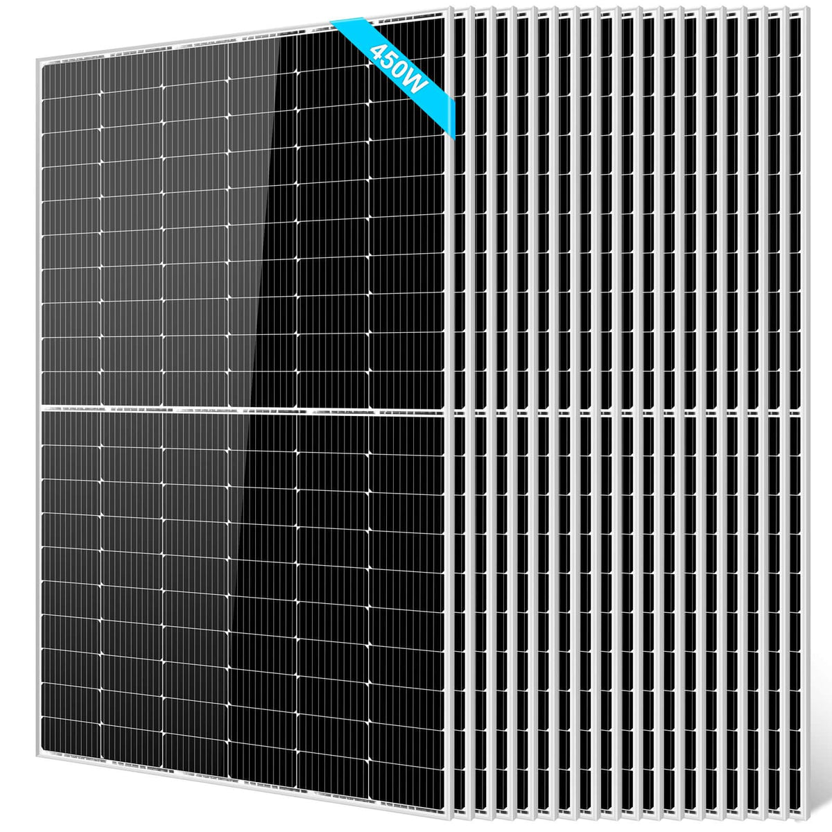 SUNGOLDPOWER 4PCS 550W Solar Panel,UL61730,18BB Monocrystalline Grade A Cell,Rigid,High Efficiency,IP68，Charging 12V/24V/48V Battery on Rooftop,Yard,Marine,on/Off Grid System CEC Listed (Total 2200W)