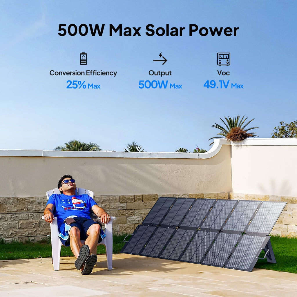 BLUETTI 500W Portable Solar Panel, 25% High Efficiency, IP67 Waterproof