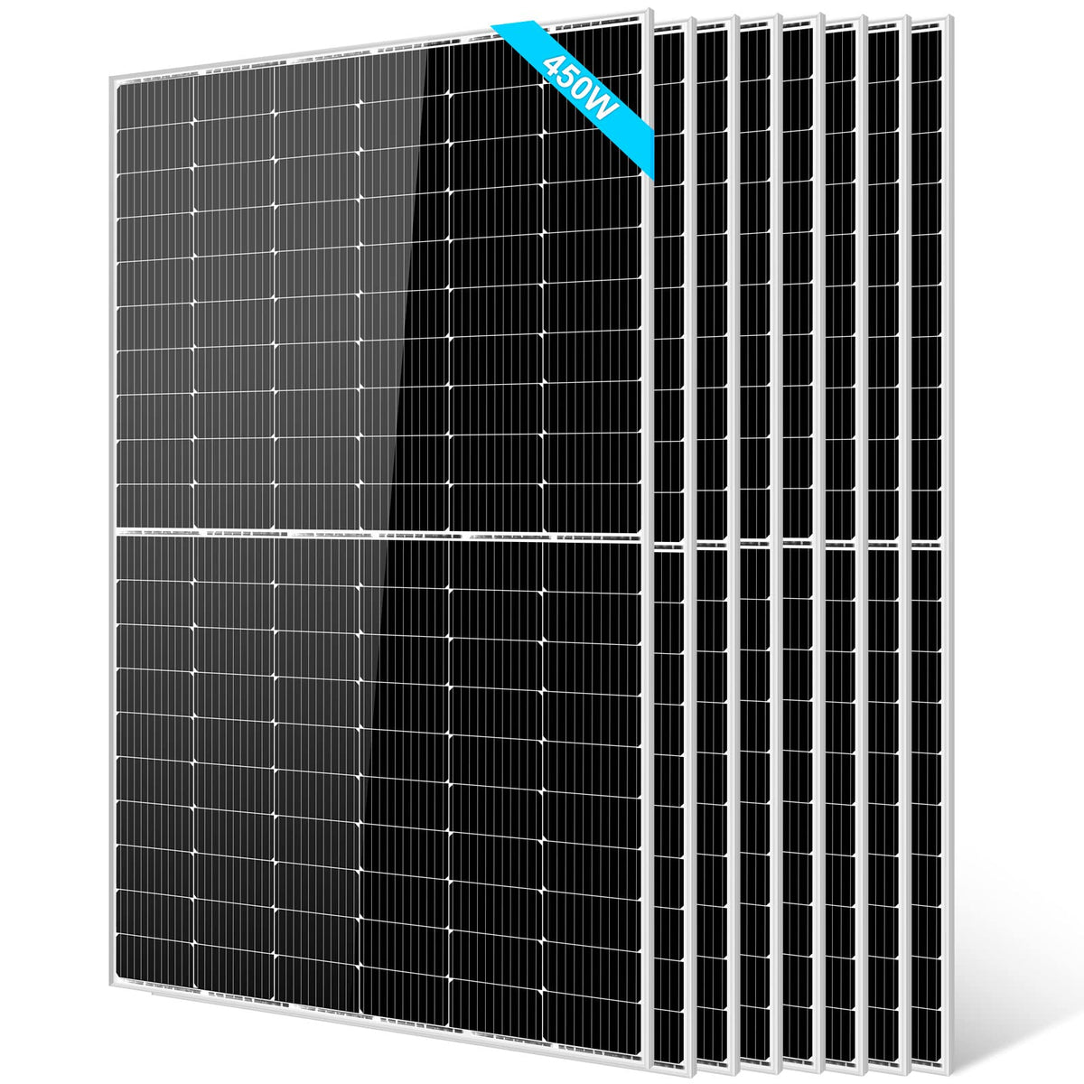 SUNGOLDPOWER 4PCS 550W Solar Panel,UL61730,18BB Monocrystalline Grade A Cell,Rigid,High Efficiency,IP68，Charging 12V/24V/48V Battery on Rooftop,Yard,Marine,on/Off Grid System CEC Listed (Total 2200W)
